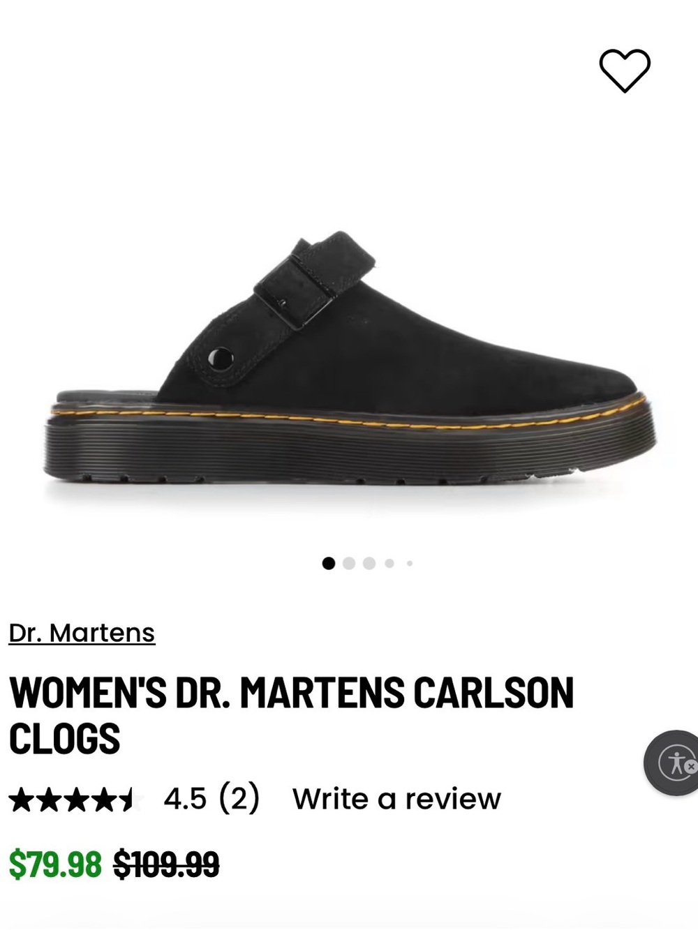 Dr. Martens Black Nubuck Slip-On Clogs with Contrast Stitching